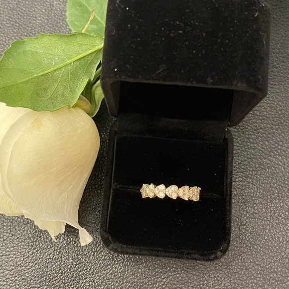 heart illusion 1/2 eternity ring marked 18K yellow gold 1.00 CTW Natural Diamond - Picture 5 of 12